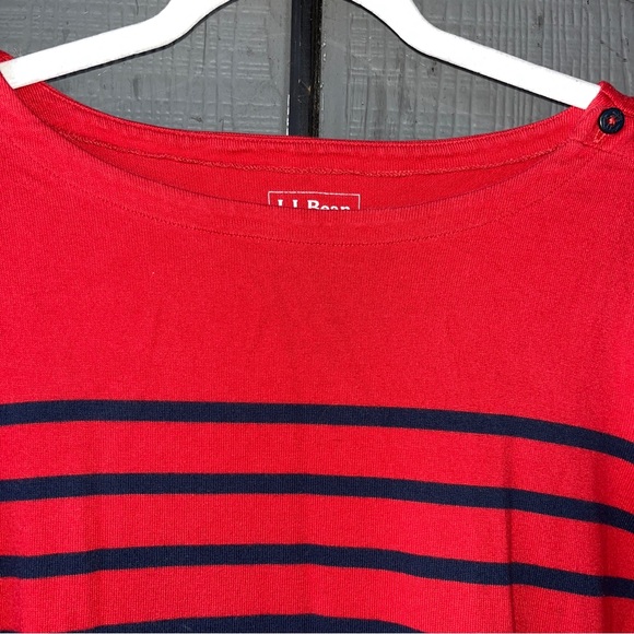 ⚓️ L. L. Bean dress, 100% cotton, red with horizontal navy blue stripes - Picture 3 of 7
